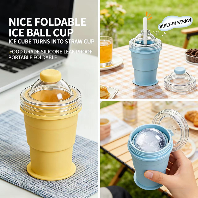 Ice Mold Sphere - كوب سيليكون قابل للطي 2 في
